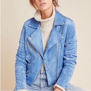 Blank NYC Light Blue Faux Suede Jacket